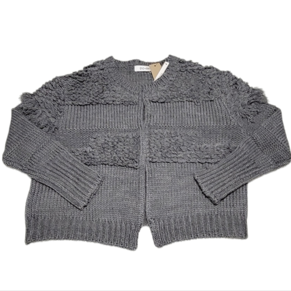 DO+BE  Fringe Knit Open Long Sleeve‎ Hillary Sweater Jacket Women  Size M